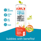 BUBBL'R blood orange mango mingl'r, Antioxidant Sparkling Water with Natural Caffeine, 0g Sugar, Gluten Free, All Natural Flavors, 12 Fl Oz Cans, 12