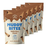 Muddy Bites Waffle Cone Snacks Bite Sized Chocolate Filled Waffle Cones for Snack or Dessert, Ice Cream Topping, made with Pure Cane Sugar, Kosher
