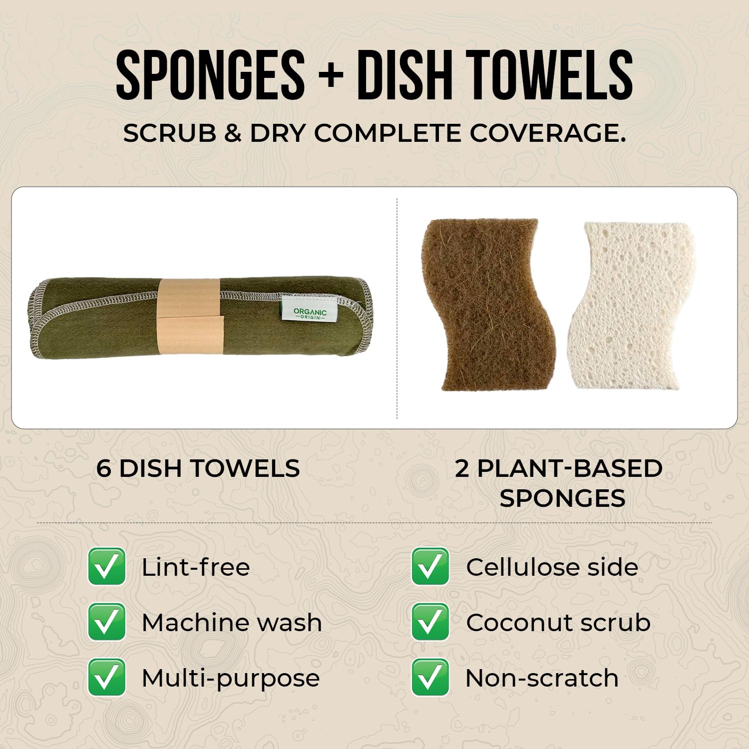 Lifecircle Kitchen Cleaning Kit 14 Piece - Swedish Dishcloths, Dish Towels for Kitchen, Plant-Based Sponges, Reusable Paper Towels, Cleaner Tablets