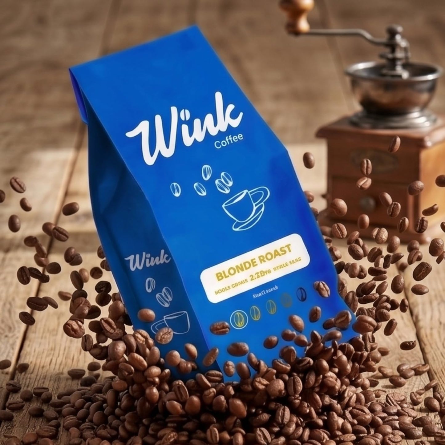 Wink Coffee Blonde Roast Whole Bean Coffee, 2.2 lb Bag, Light Roast Coffee Beans, 100% Arabica, Single Origin, Gourmet, Small-Batch, Smooth