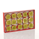 Lezzet, Handmade Baklava-Style Turkish Delight, Chocolate & Pistachio Lokum, 15 Pieces, Premium Dessert Treat, 14.1 oz (400gr)