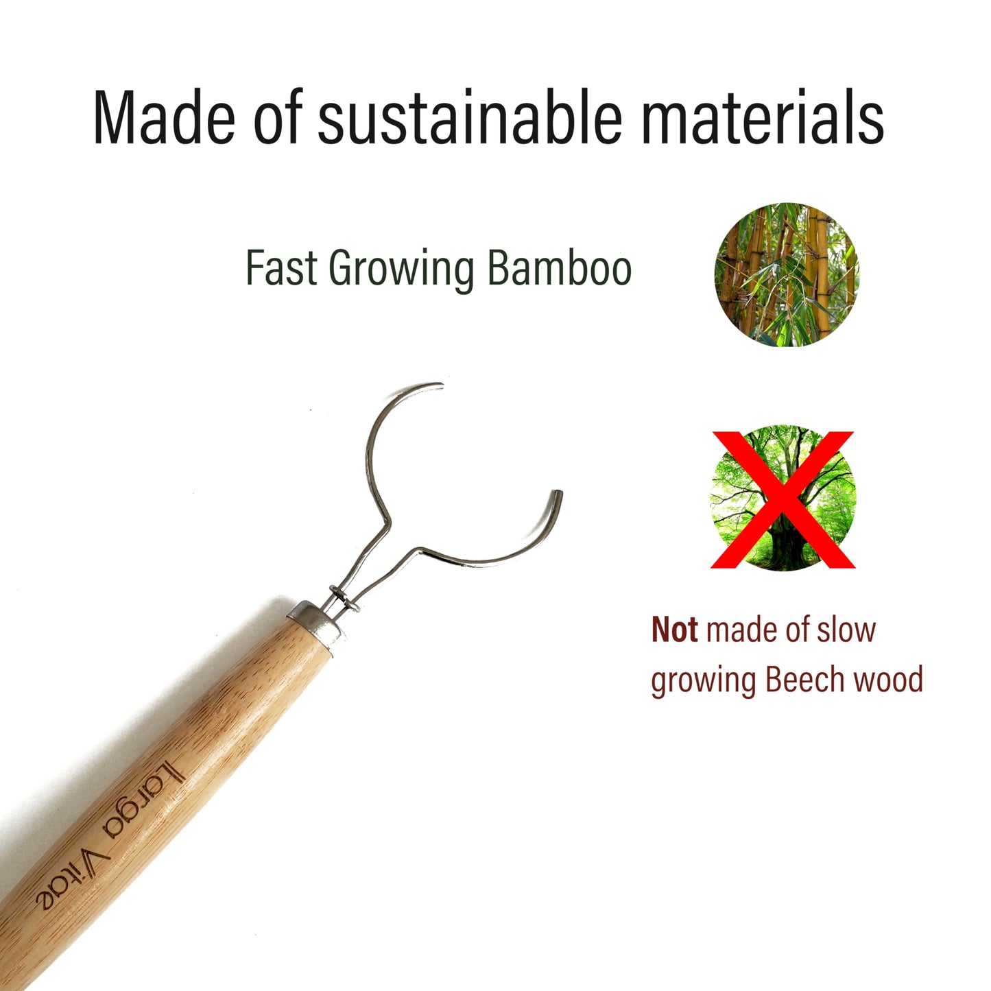 Larga Vitae Bamboo Thick Dish Brush Handle 3-Pack | Fits Tampico, Palm, Sisal & Natural Fiber Heads | Plastic-Free, Biodegradable | Zero Waste Kitchen