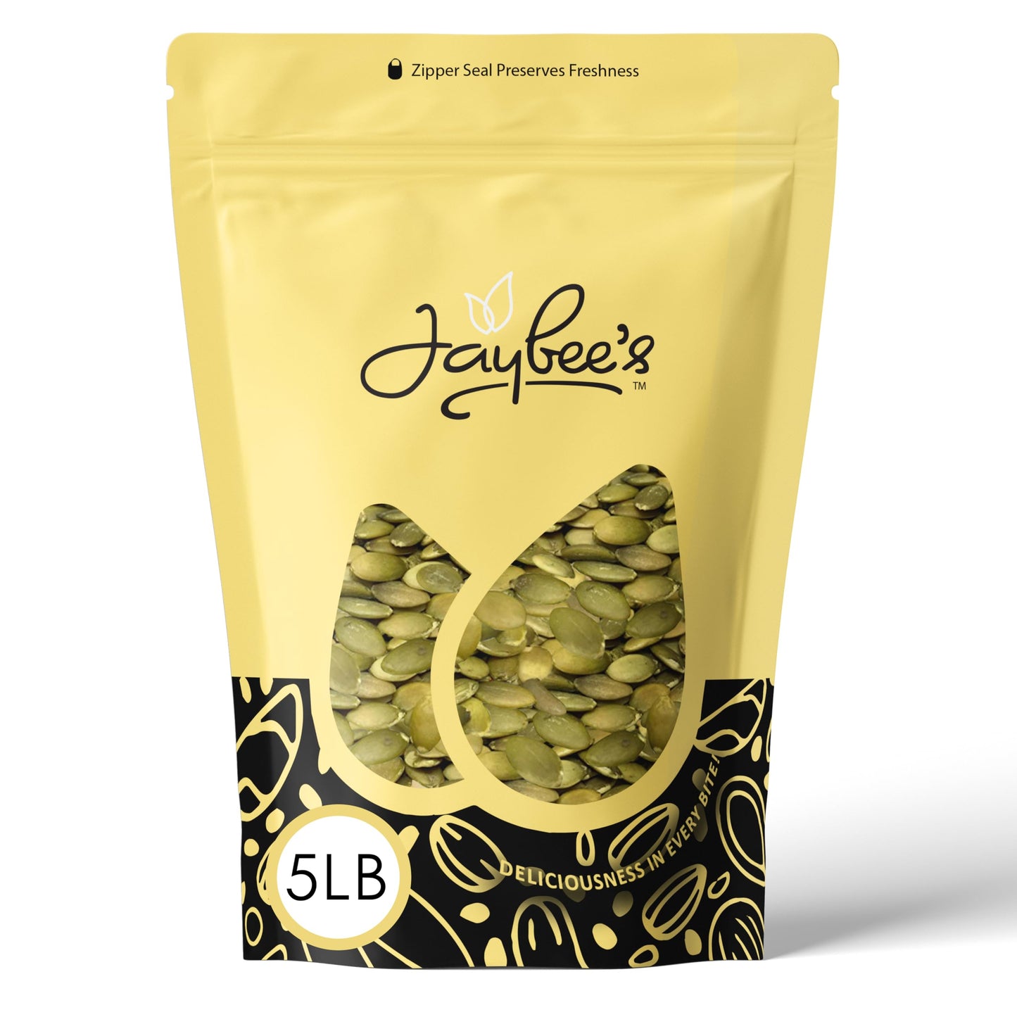 Jaybee’s Nuts Raw Pumpkin Seeds 5 LB - Unsalted Pepitas | High-Protein Healthy Snack | Kosher | Keto, Vegan, Paleo | Perfect for Salads, Baking