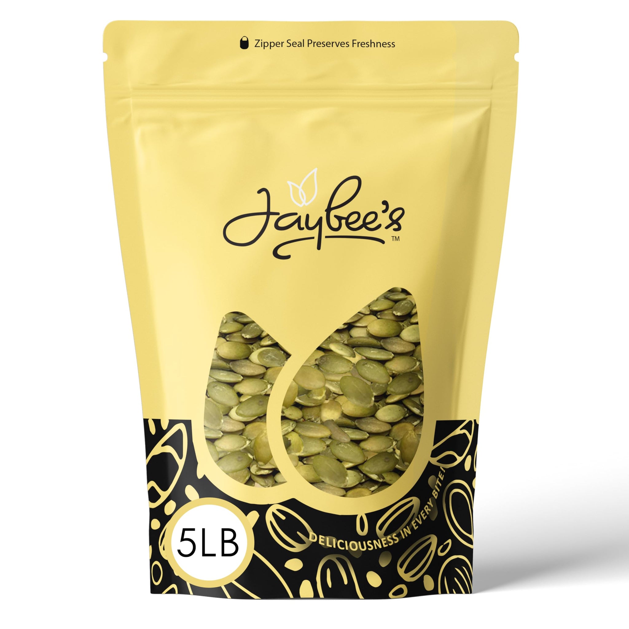 Jaybee’s Nuts Raw Pumpkin Seeds 5 LB - Unsalted Pepitas | High-Protein Healthy Snack | Kosher | Keto, Vegan, Paleo | Perfect for Salads, Baking