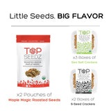 Top Seedz Deluxe Organic Gluten Free Vegan Crackers and Roasted Seeds Bundle | 1 Pouch of Maple Magic Roasted Seeds | 3 Packs of Sea Salt Crackers | 2