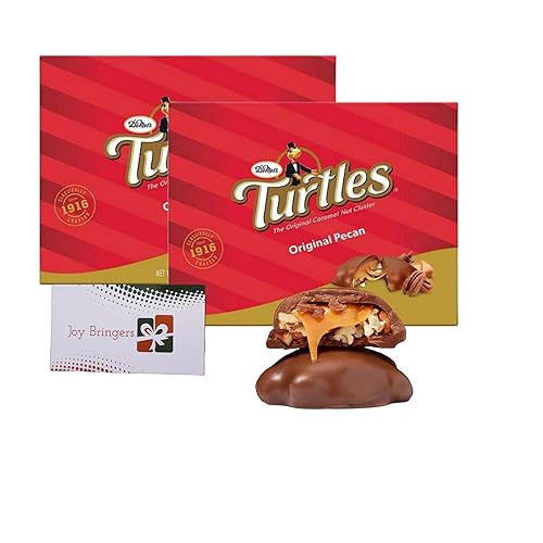 Demet's Original Turtles Caramel Nut Cluster | Pecan, Chocolate and Caramel (2 pack) | Great For Christmas, Valentines, Birthdays | Bundled With Joy