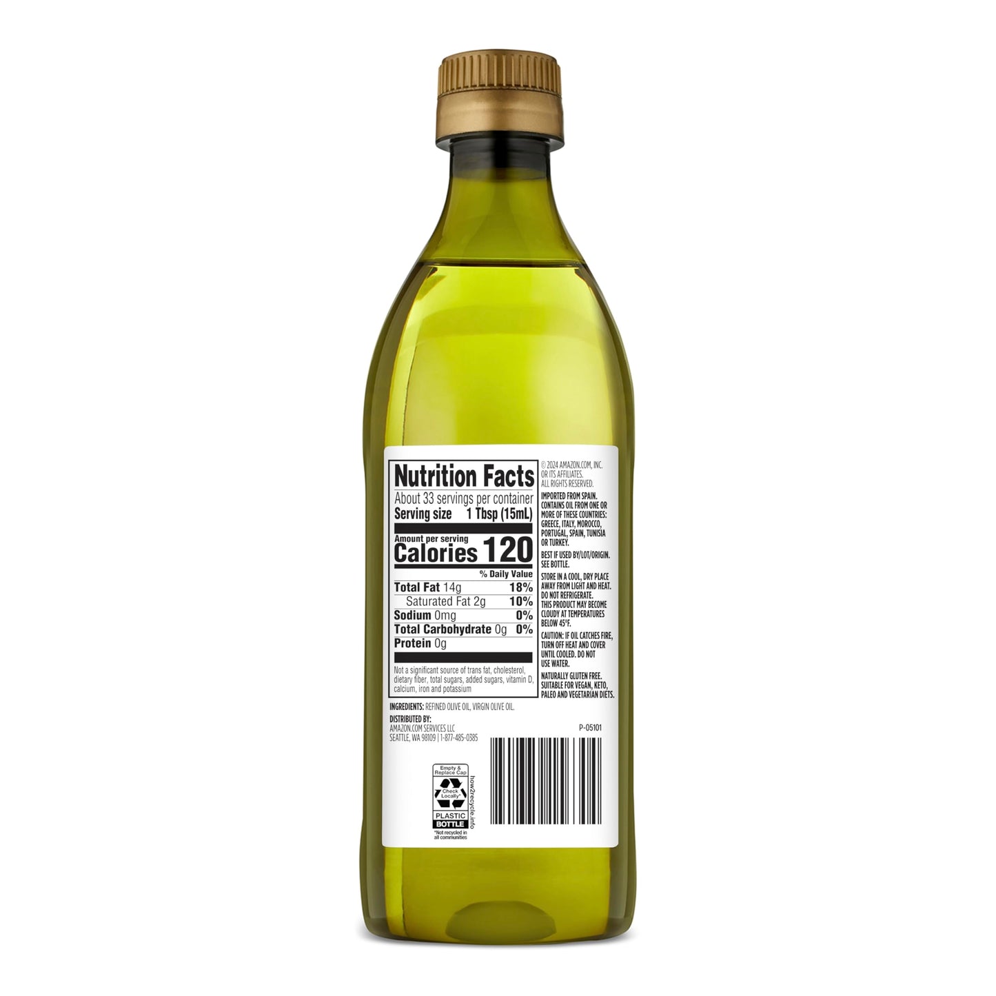 Amazon Grocery, Olive Oil, Light Flavor, 16.9 Fl Oz