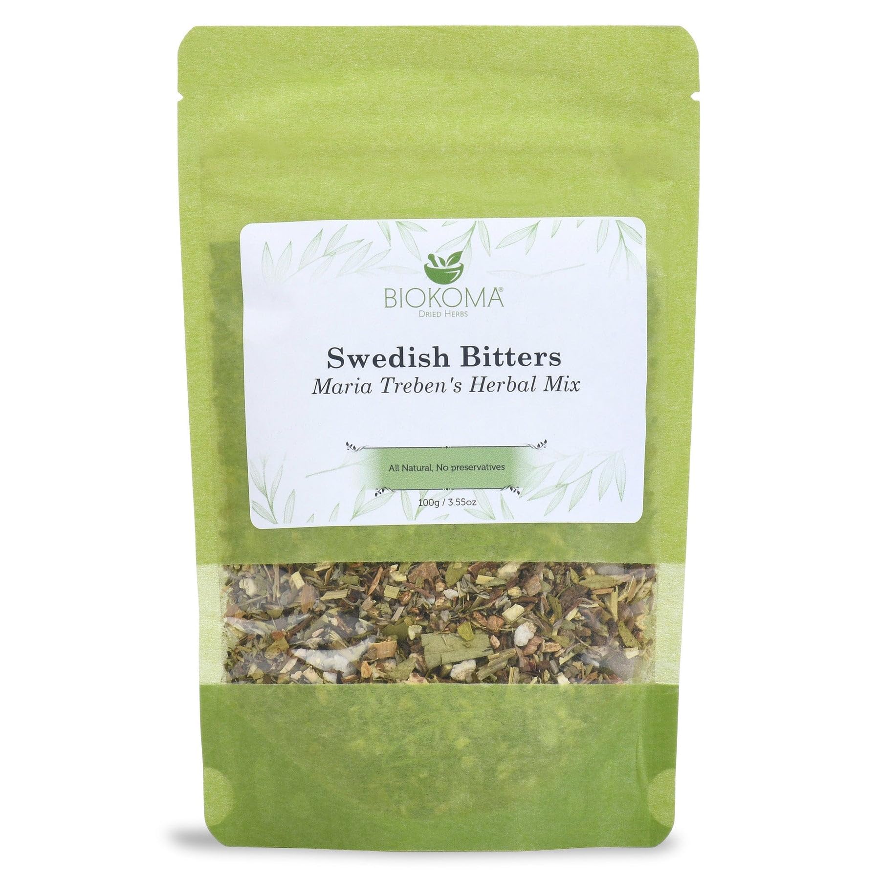 Biokoma Swedish Bitters Maria Treben's Herbs Mix 100g 3.55oz Dried Botanicals Digestive Support Wellness Tincture Resealable Pouch Herbal Tea Blend