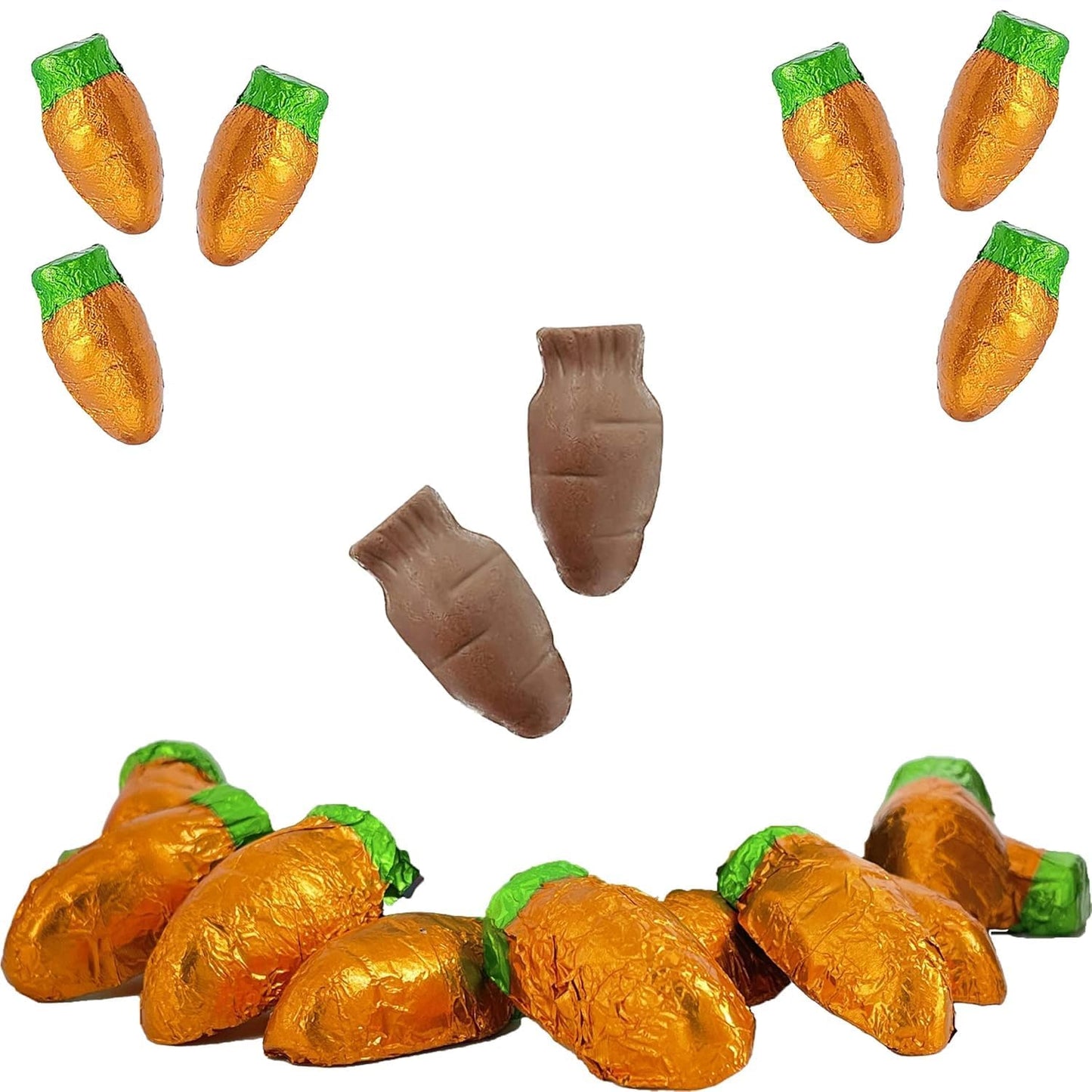 10 Pounds Easter Chocolate Carrots Bunny Rabbit Treats Milk Chocolate, Individually Wrapped in Orange Foils, Approx 400 Chocolate Carrots