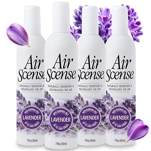 Air Scense Air Freshener Deodorizer Room Spray for Bathroom & Home, Essential Oils, Natural Lavender - 7 fl oz (4-Pack)