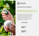 Plantlife 6 Wool Dryer Balls - Reusable, Natural Fabric Softener, Reduces Wrinkles, & Saves Drying Time - Unscented Wool Dryer Balls Laundry Reusable