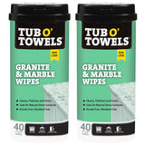 Tub O Towels Granite, Tile, and Marble Cleaning Wipes - Clean, Polish, and Seal, 40-7” x 8” Wipes Per Tub, 2-Pack, white (TW40-GR-2)