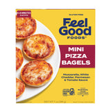 Feel Good Foods Gluten Free Mini Pizza Bagels - Frozen Snacks and Appetizers, Mini Bagel Bites with Mozzarella, White Cheddar & Parmesan Cheese, 7oz