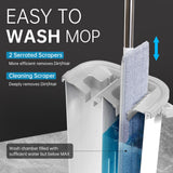 TODAYGO Wall Floor Mop Kit: Long Handle Scrubber with Wringer Bucket Washable Microfiber for Kitchen Bathroom & Hardwood - Women’s All-Purpose