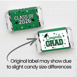 Green Class of 2026 Graduation Mini Candy Bar Wrappers, 42 Count