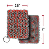 Knapp Made Combo Chainmail Cast Iron Scrubber with Silicone Core - Heavy Duty Rings and Fine Chainmail Rings -Premium Cast Iron Cleaner Chainmail