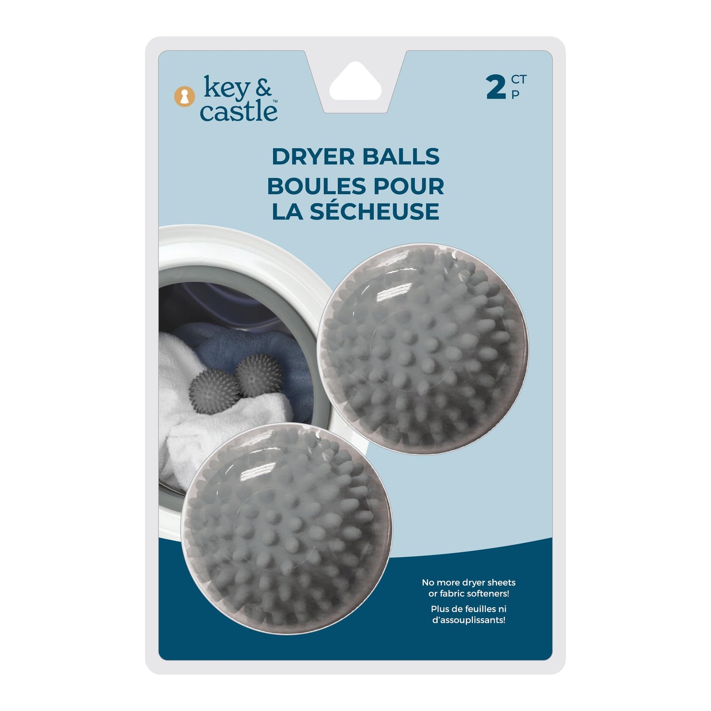 Jacent Dryer Balls, 2 Count, Gray, Reduces Static and Wrinkles
