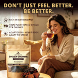 Chaga Mushroom Chunks - 8 Ounce, 100% Wild Harvested with Black Top Crust, Premium Raw Chaga Tea Chunks - Antioxidants, Focus, Healthy Drinks