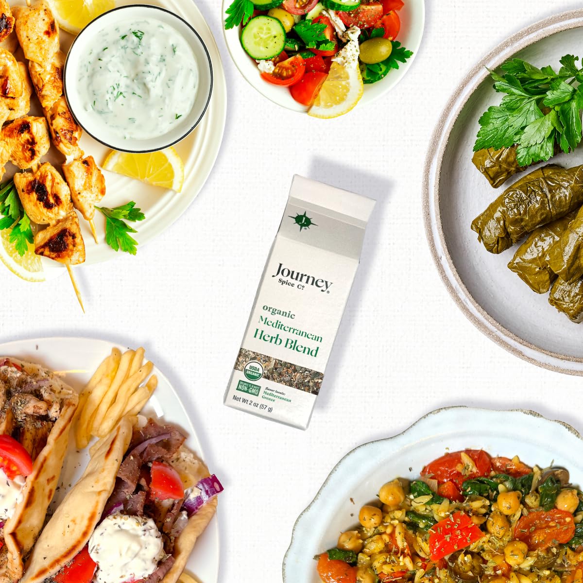 Organic Mediterranean Herb Blend by Journey Spice Co. | Gourmet Spice Seasoning Blend for Chicken, Pork, Vegetables, Tzatziki Sauce, Vegetables