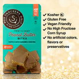 Peanut Butter Bites Topped with Caramel Coating - Gluten Free & Vegan Friendly - Non Dairy Kosher Pareve - 100 Calorie Snack - 8 Individually Wrapped