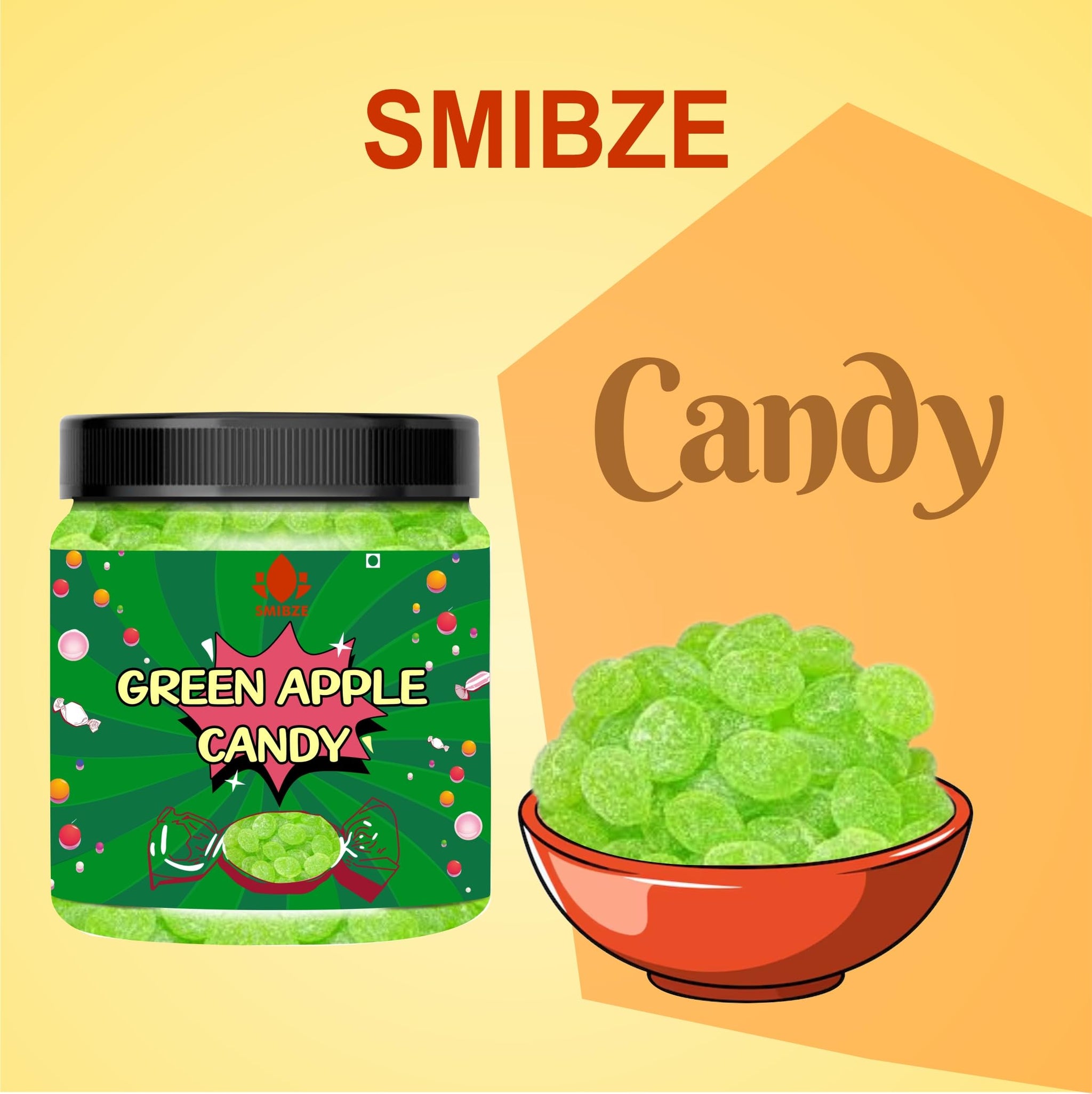SMIBZE Natural Green Apple Candy 100 GM (Pack of 1) SMIBZE
