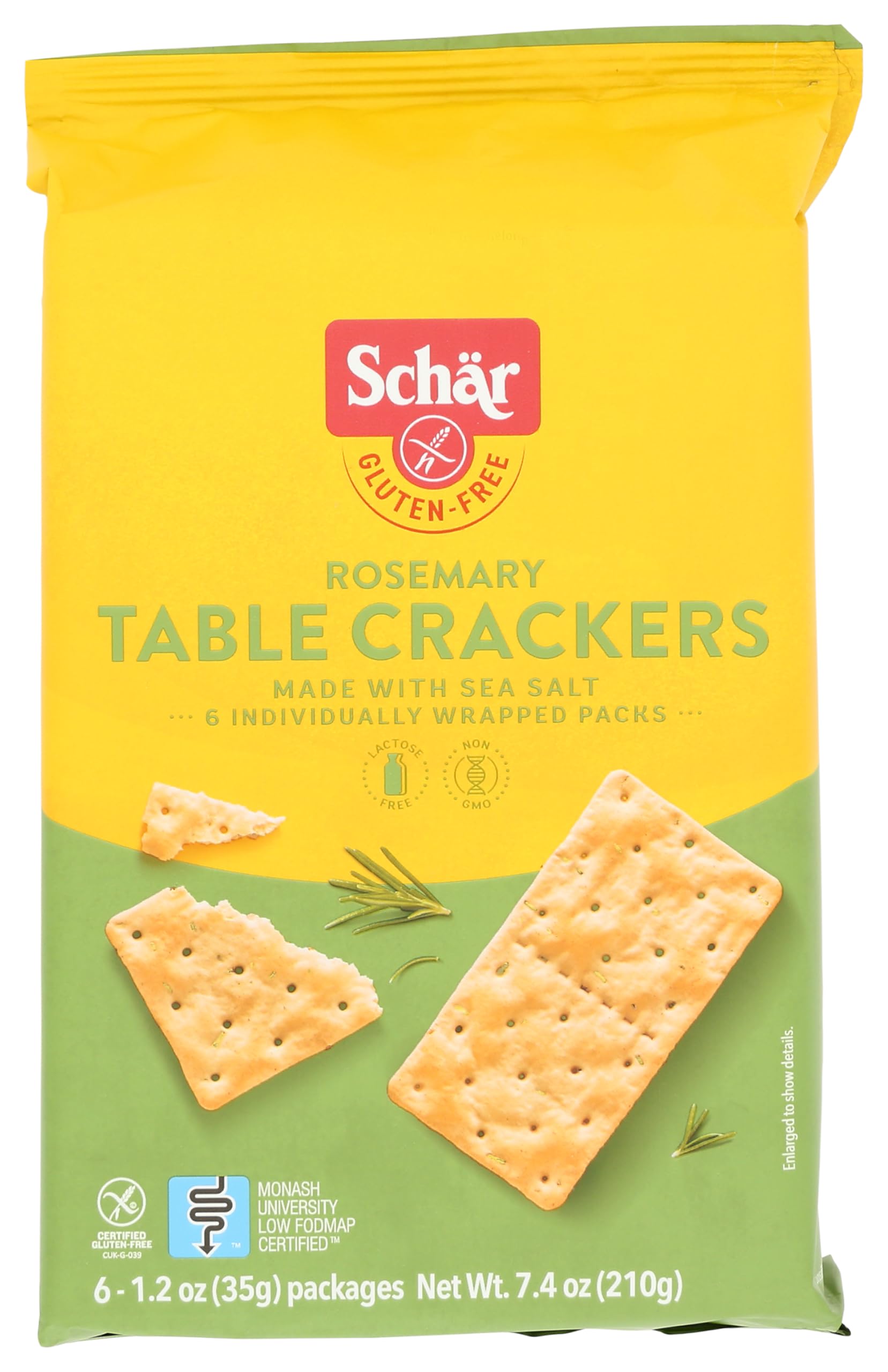 Schar Rosemary Table Crackers, Gluten Free & Non-GMO, 7.4 Ounce (Pack of 5)