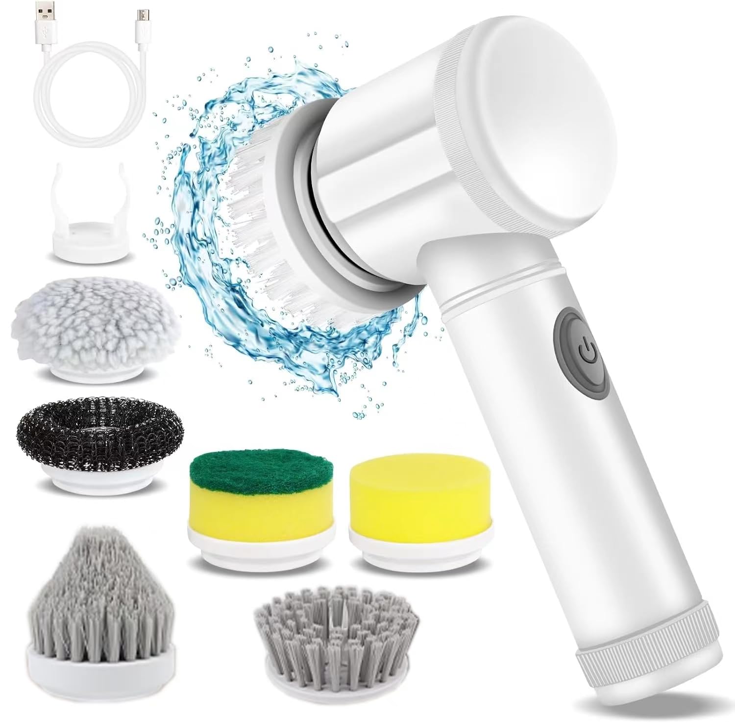 HFLYJPYW Electric Spin Scrubber - Shower Scrubber,Bathroom Scrubber Electric,for Cleaning Tub, Floor, Tile, Window, Sink, Kitchen Cleaning with 6