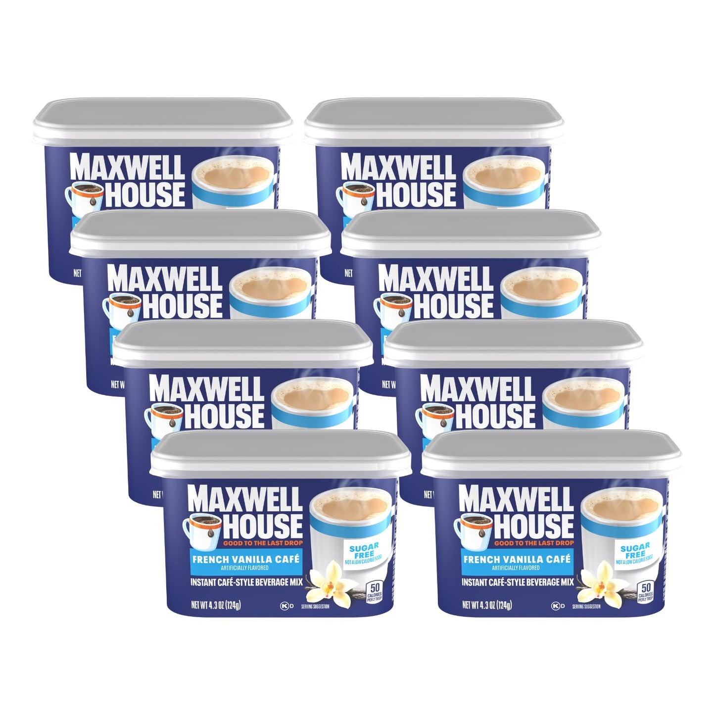 Maxwell House International Sugar-Free French Vanilla Instant Coffee Beverage Mix, 4.3 oz. (Pack of 8)