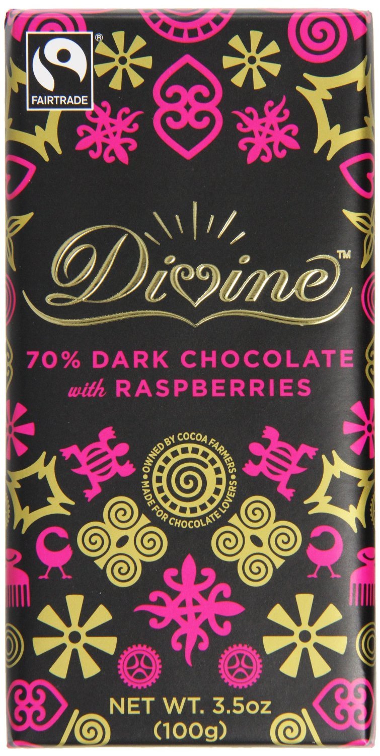 Divine Dark Chocolate with Raspberry 100g - Pack of 6
