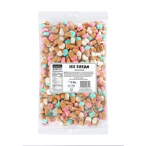 Kervan Candy Bebeto Ice Cream Gummies - Fruity, Soft & Sweet Gummy Candy Bulk for Kids, Gift Snacks and Parties - Small, Gluten Free Ice Cream Cones
