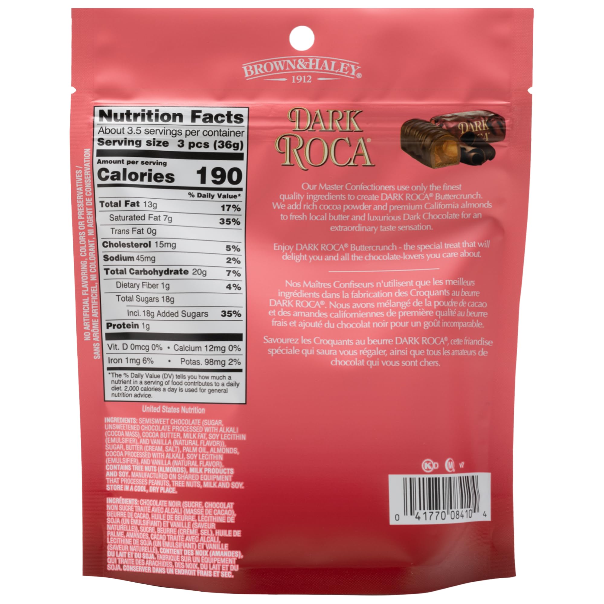 Almond Roca Pack of 1-4.5oz Individually Wrapped Dark Chocolate Candy - Buttercrunch Toffee with Almonds Covered in Chocolate - Gluten Free, Kosher