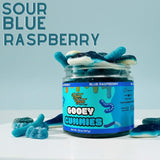 Sour Gooey Gummies, Sour Blue Raspberry Candy, Gummy Candy Mix, Ooze Sticky Gummies, Liquid Chewy Sweet Treat Resealable Container