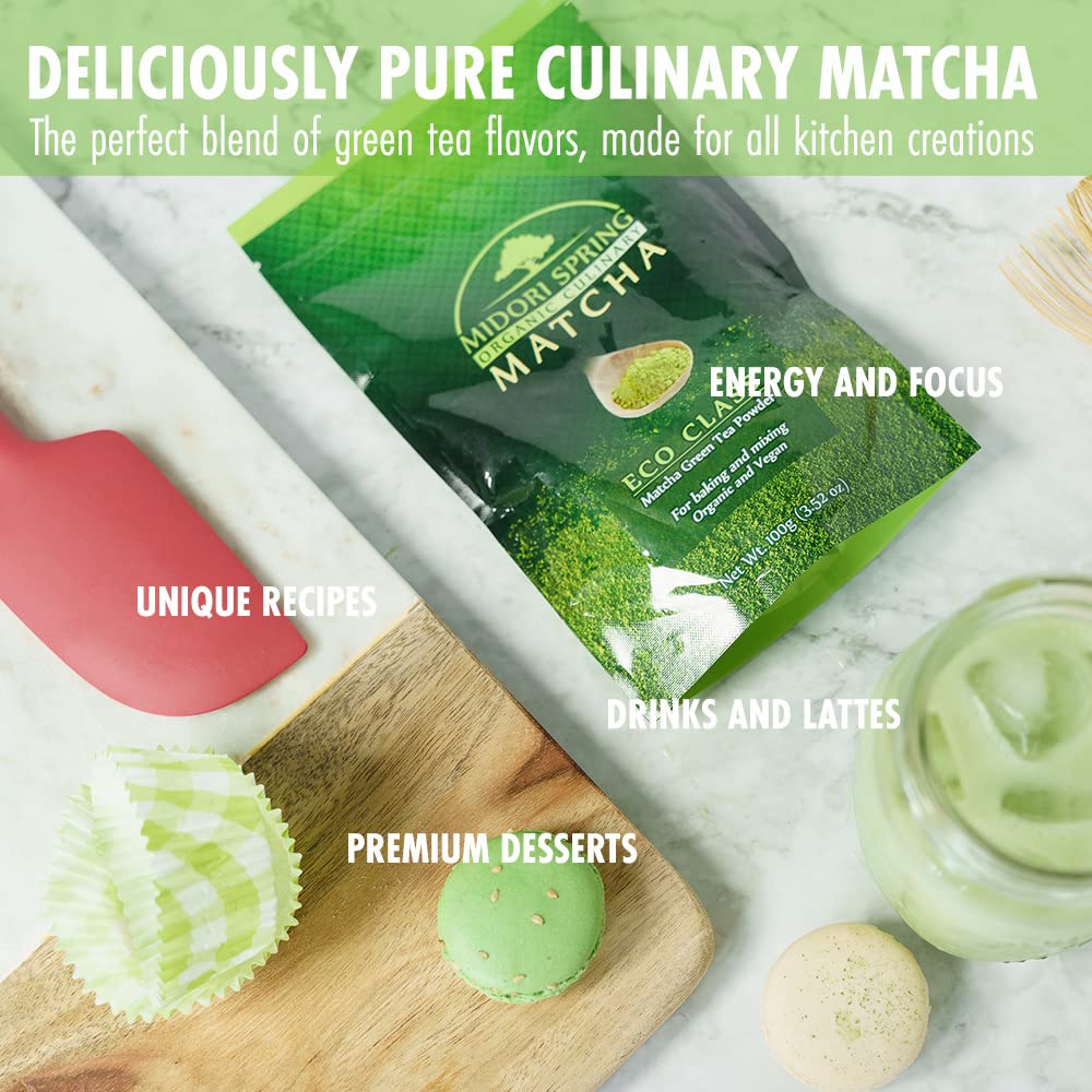 Midori Spring Organic Japanese Matcha Green Tea Powder for Lattes, Cooking and Baking