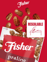 Fisher Snack Praline Pecans, 5.5 oz (Pack of 1), Resealable Pouch, Mammoth Candied Pecans, Perfect for Gifting or Personal Enjoyment, Crunchy