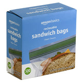 Amazon Basics Resealable Double Zipper Sandwich Storage Bags for Food Storage, 300 Count (Previously Solimo)