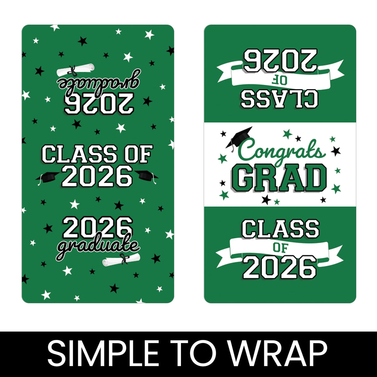 Green Class of 2026 Graduation Mini Candy Bar Wrappers, 42 Count