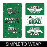 Green Class of 2026 Graduation Mini Candy Bar Wrappers, 42 Count