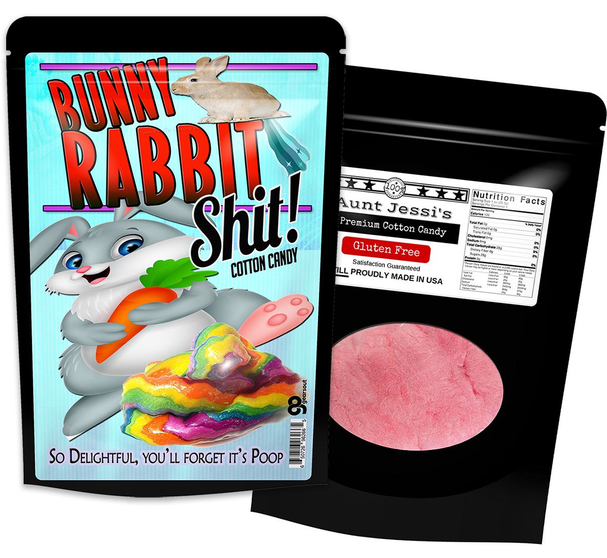 Bunny Rabbit Sht Cotton Candy - Cotton Candy Gag Gifts - Funny Easter Basket for Adults - Stocking Stuffers - Bunny Toots - Pink Cotton Candy Gifts