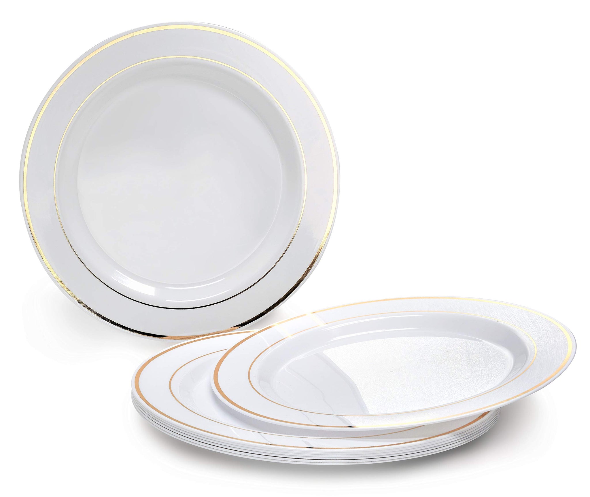 OCCASIONS 240 Plates Pack,(120 Guests) Heavyweight Premium Wedding Party Disposable Plastic Plates Set -120 x 10.5'' Dinner + 120 x 7.5''