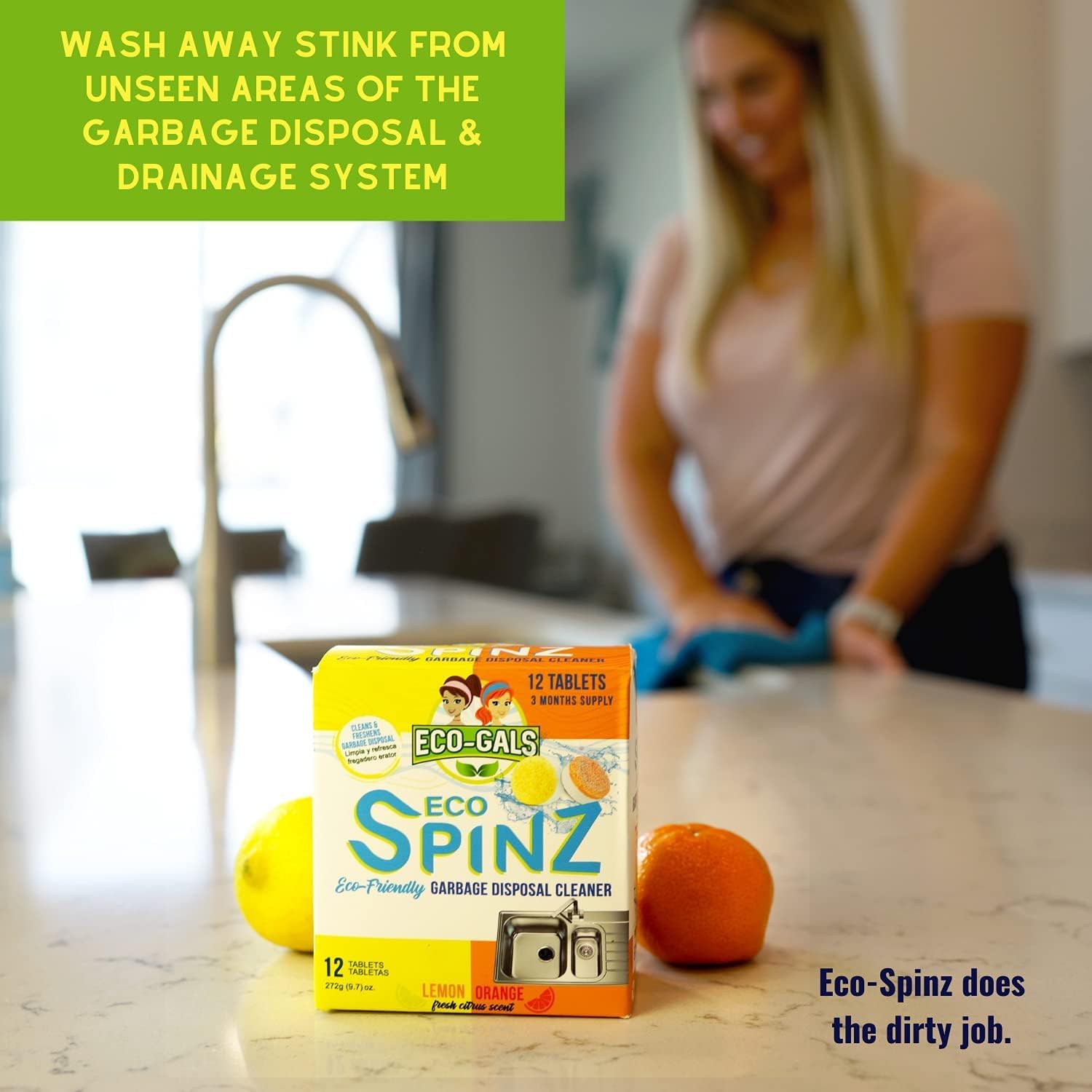 ECO-GALS Eco Spinz Garbage Disposal Soap for Cleaning Kitchen Sinks and Drains 6 ct. Lemon & 6 ct. Orange Citrus Scent