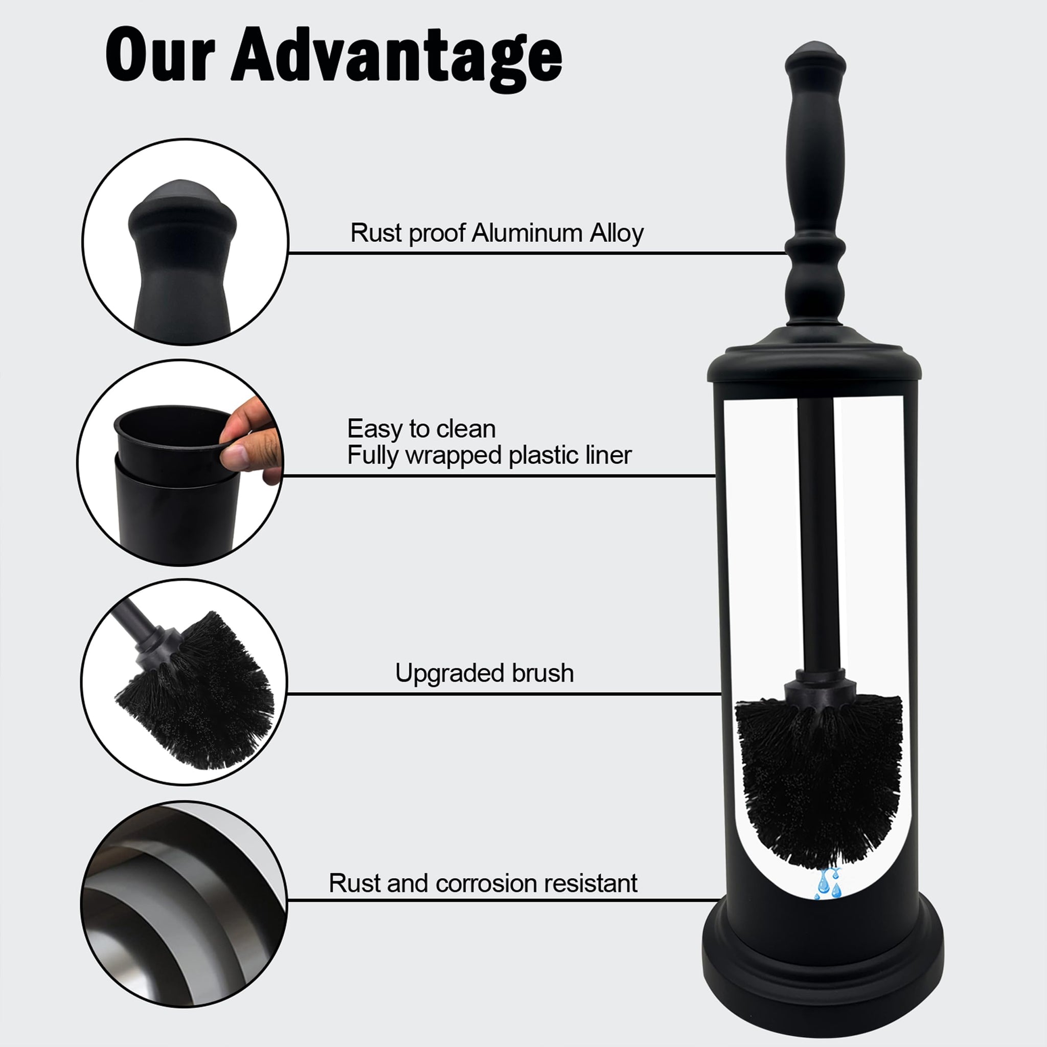 Indecor Home Metal Toilet Bowl Brush with Holder Premium Bathroom Cleaning Set Rustproof Hygienic Durable Elegant Finish