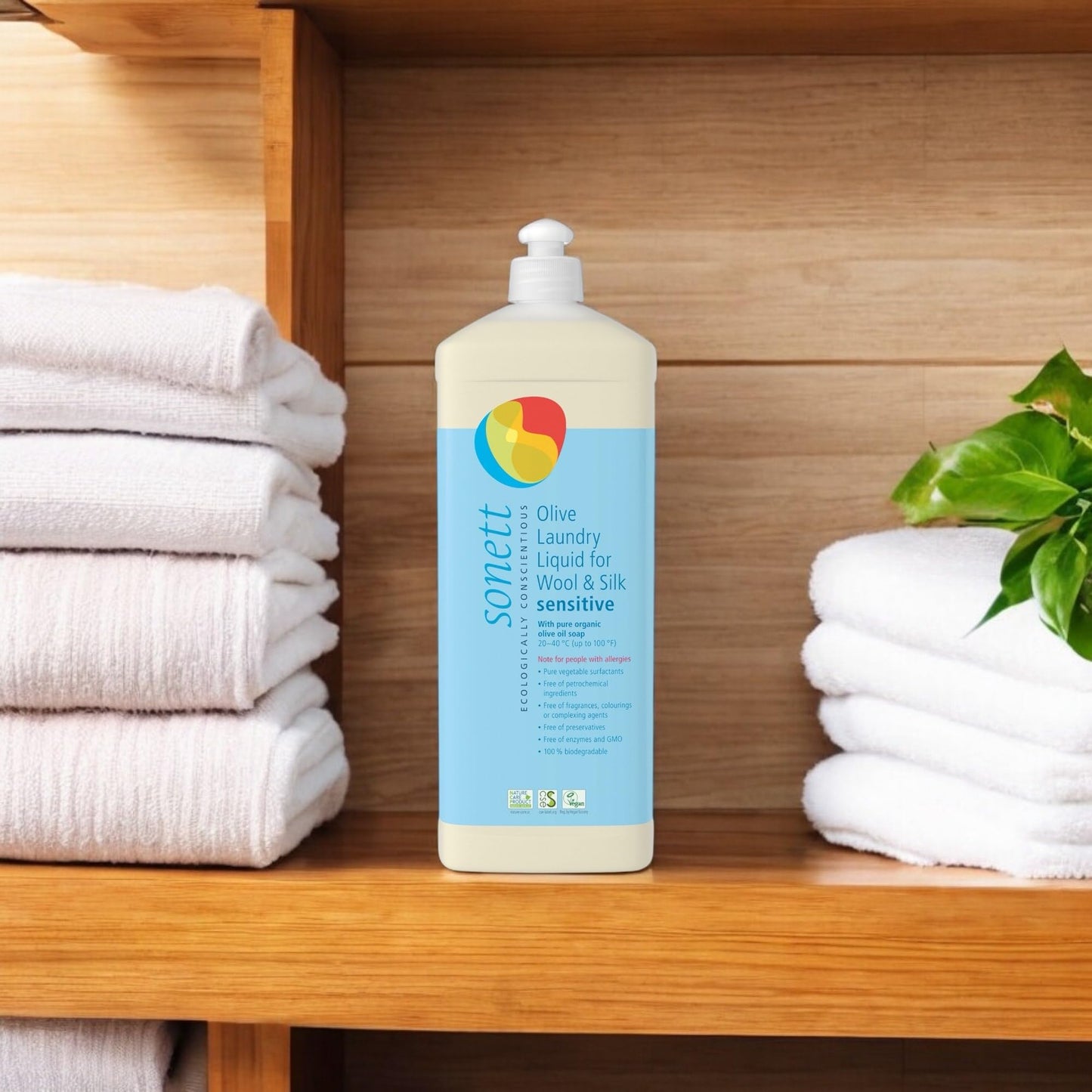 Sonett Organic Olive Laundry Liquid for Wool and Silk, Sensitive skin 34 oz/1L (Sensitive Olive Laundry Liquid for Wool and Silk) Certified