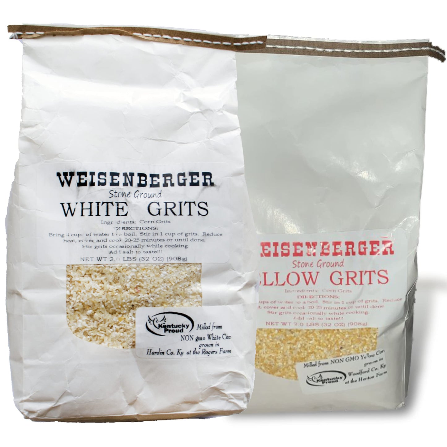 Weisenberger Stone Ground White & Yellow Grits, 2 lb -2 Pack