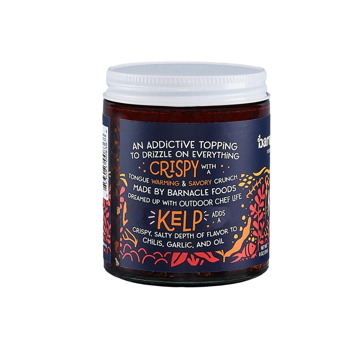 Barnacle Foods Kelp Chili Crisp, 6 oz. - Medium Spice - Made in Alaska - Crunchy & Flavorful Chili Crisp with Onion, Garlic & Chiles de Arbol