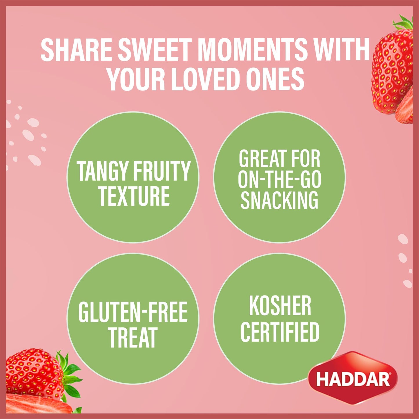Haddar 100% Fruit,. Strawberry Fruit Leather Bars (Box of 55)