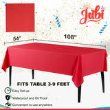 Jubi 211pcs Shiny Red Plates and Napkins Party Supplies for 30 Guests - Shiny Red Party Plates, Cups, Cutleries, and Napkins Set with Tablecloth