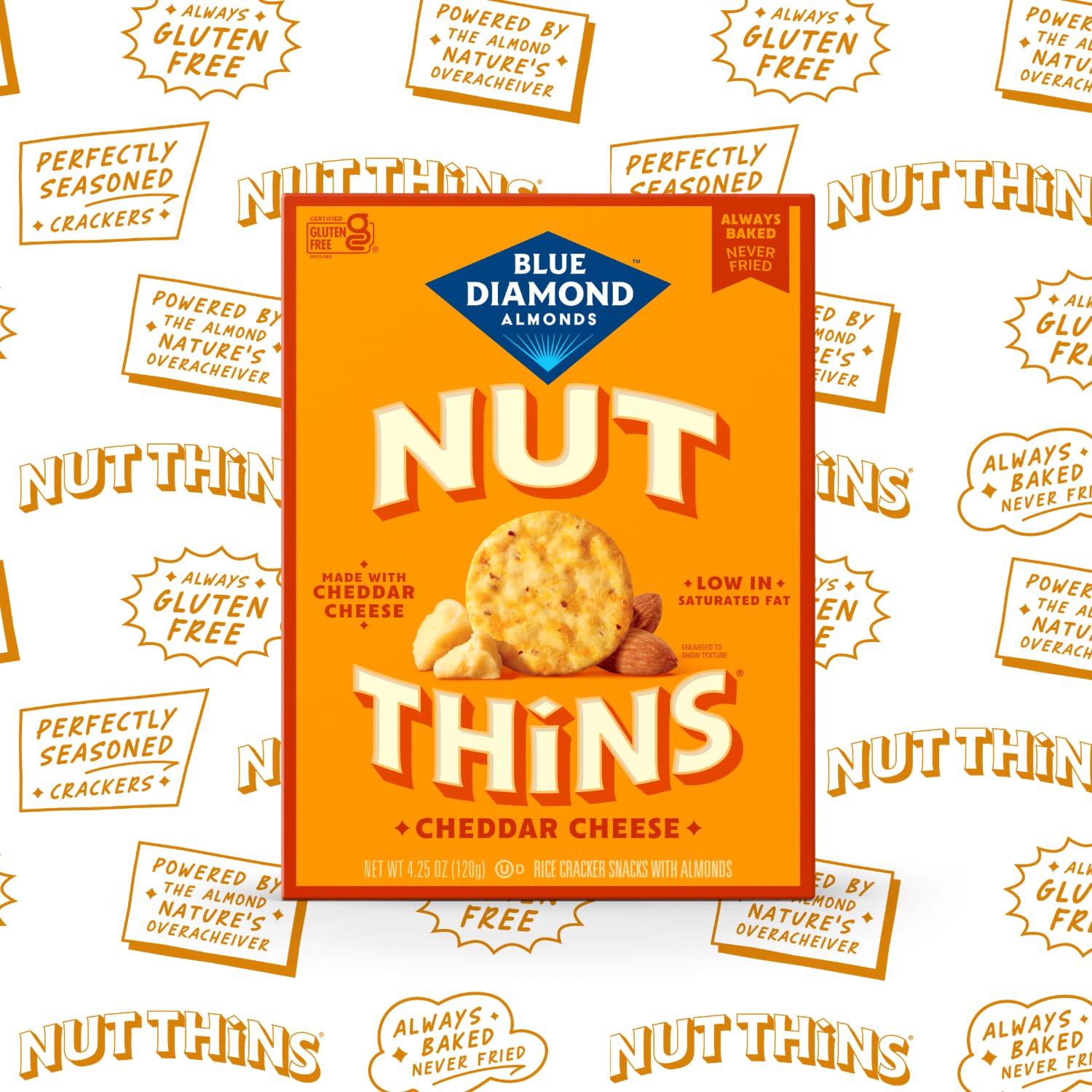 Blue Diamond Almonds Nut Thins, Cheddar Cheese, 4.25 Oz
