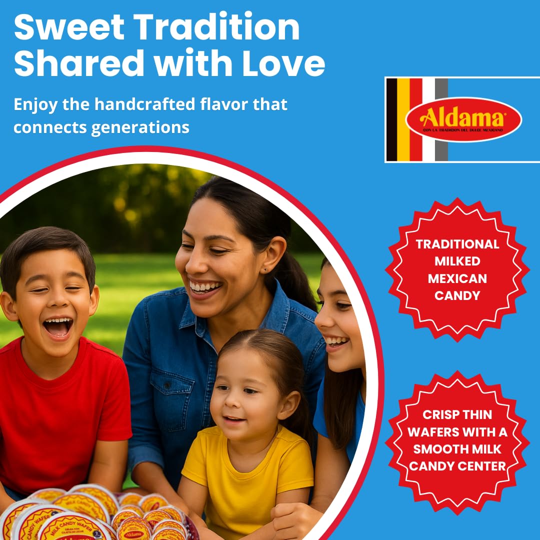 ALDAMA Medium Obleas Mediana Wafer Milk Candy - 8.81 oz | Creamy Mexican Oblea Cookies with Dulce de Leche Filling (1-Pack)