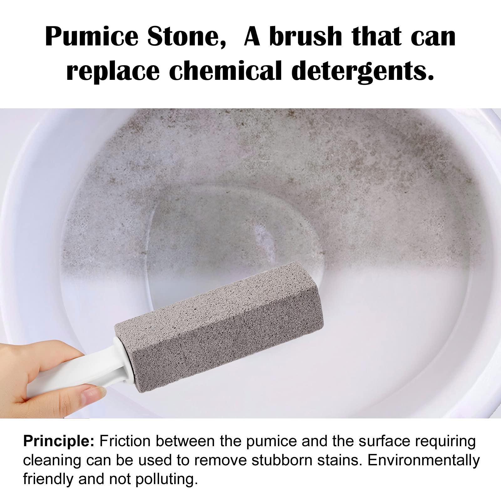 3 Pack Pumice Stone for Toilet Bowl Cleaning with Handle, Scouring Stick Remove Toilet Bowl Hard Water Rings, Calcium Buildup and Rust for Cleaning
