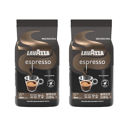 Lavazza Espresso Whole Bean Coffee, Medium Roast, 100% Arabica, 2.2 lb Bag (Pack of 2)